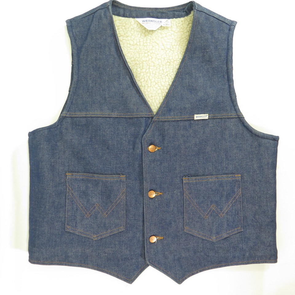 Vintage 70s Wrangler Vest XLarge Deadstock Sanforized Denim