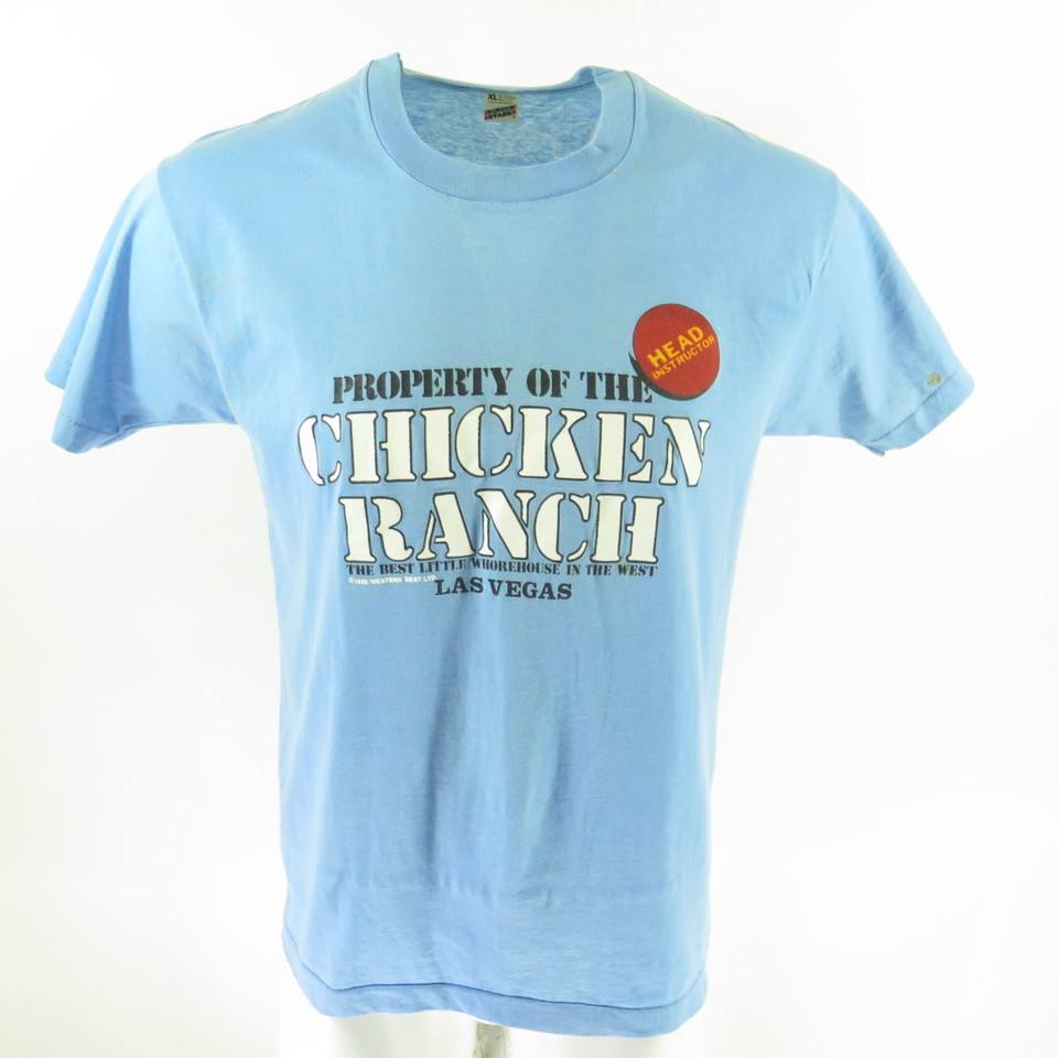 Vintage 80s Chicken Ranch Brothel T-Shirt XLarge Whorehouse Head Instructor  tee | The Clothing Vault