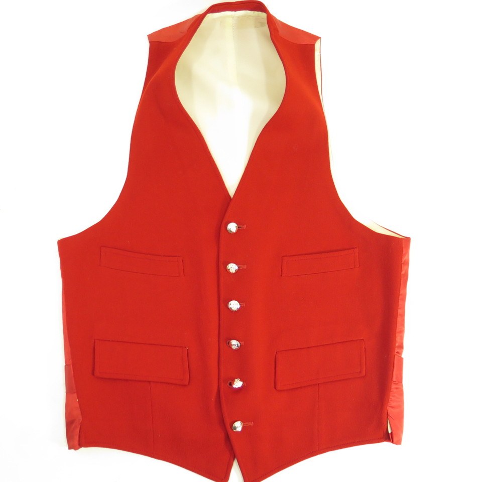 Vintage 50s Waistcoat Vest Small Waist Coat Red Wool Crest Crown