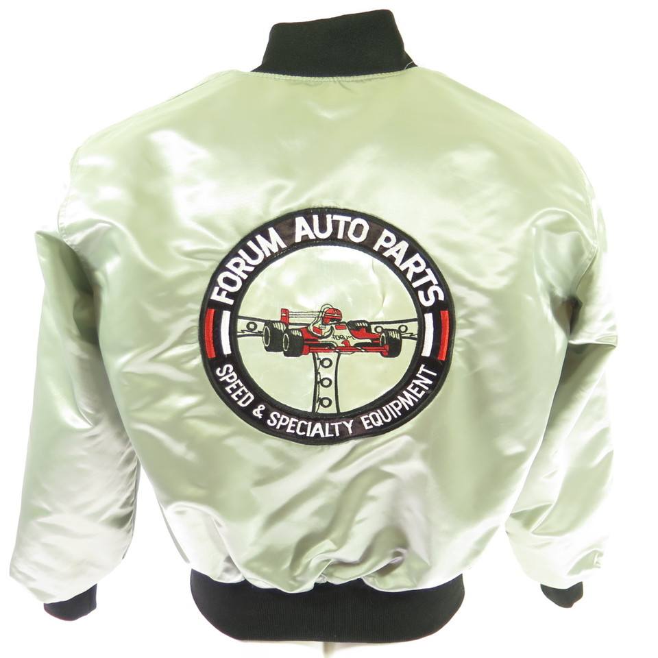 Vintage 80s F1 Speed Racing Jacket Medium Auto Parts Embroidered Nylon